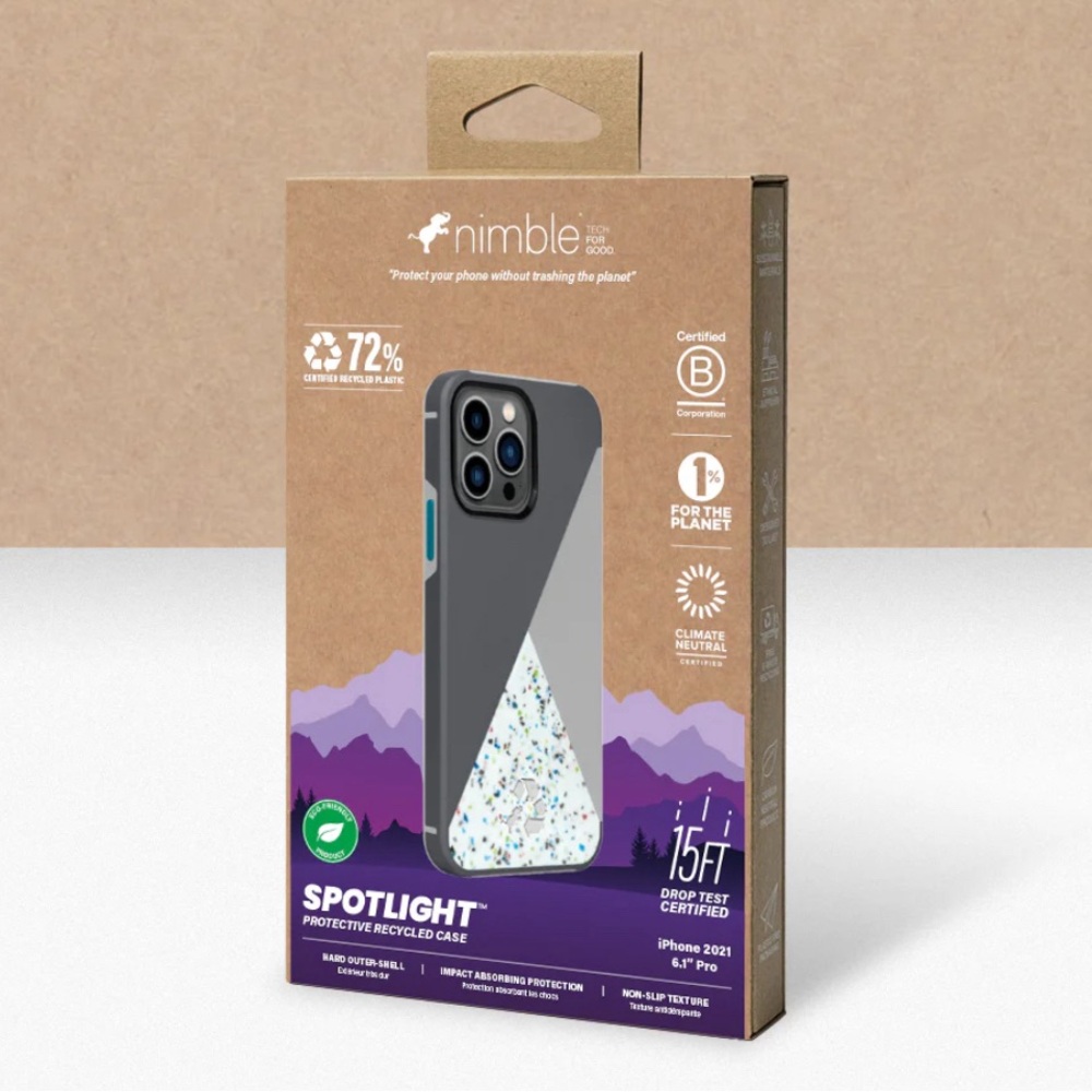 BNIB NIMBLE GRAY SPOTLIGHT PROTECTIVE RECYCLED PHONE CASE FOR iPhone 13 PRO MAX